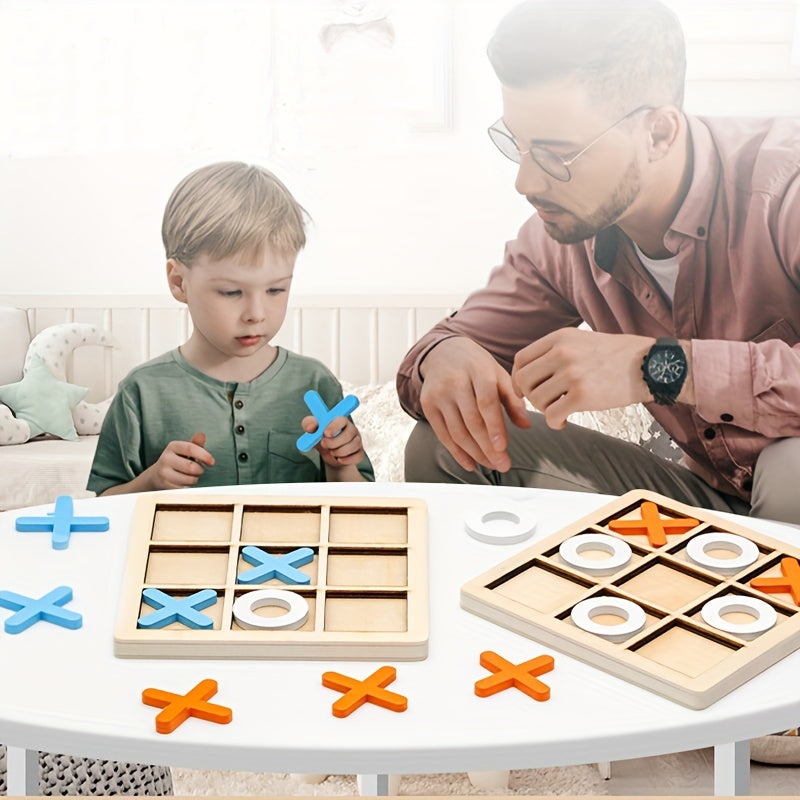 Wooden XO Well Shaped Chess for Youngsters'S Puzzle, Nine Palace Grid Chess, Parent-child Interaction, Building Blocks, Leisure Battles, Development of Youngsters'S Brain Tabletop Game Toys