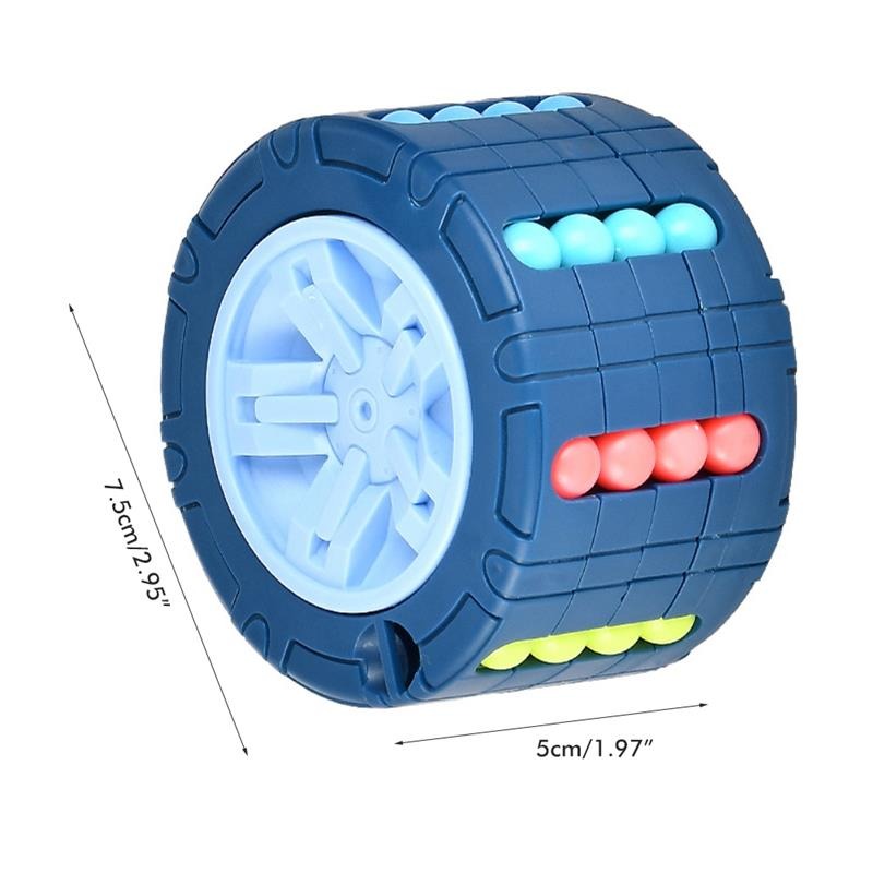 [3D Cube Relieve Stress Puzzle] 3D Cylinder Cube Toy Magical Bean Gyro Rotate Slide Puzzle Games Relieve Stress for Children Educational Toys (red, blue, black)