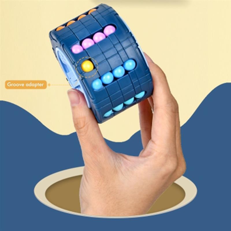 [3D Cube Relieve Stress Puzzle] 3D Cylinder Cube Toy Magical Bean Gyro Rotate Slide Puzzle Games Relieve Stress for Children Educational Toys (red, blue, black)