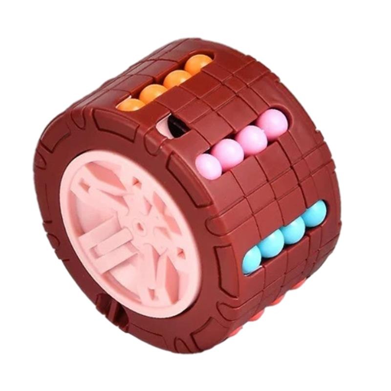 [3D Cube Relieve Stress Puzzle] 3D Cylinder Cube Toy Magical Bean Gyro Rotate Slide Puzzle Games Relieve Stress for Children Educational Toys (red, blue, black)