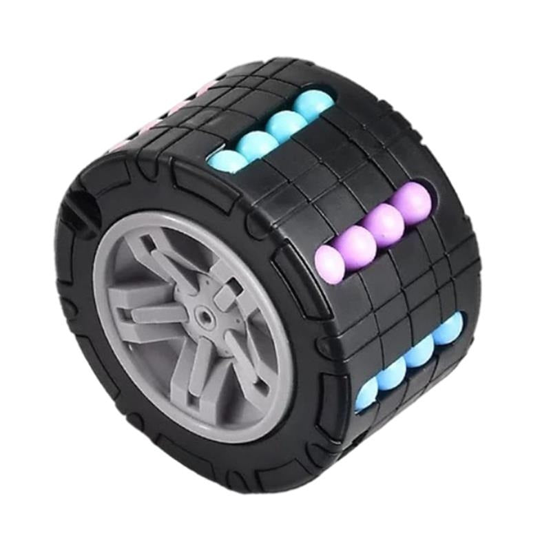 [3D Cube Relieve Stress Puzzle] 3D Cylinder Cube Toy Magical Bean Gyro Rotate Slide Puzzle Games Relieve Stress for Children Educational Toys (red, blue, black)