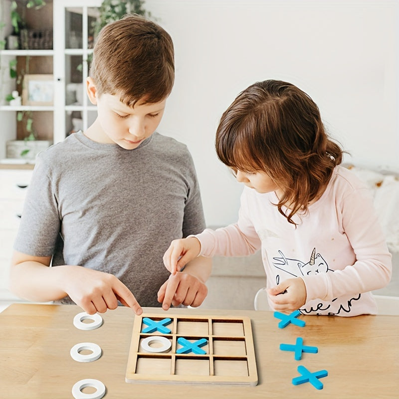 Wooden XO Well Shaped Chess for Youngsters'S Puzzle, Nine Palace Grid Chess, Parent-child Interaction, Building Blocks, Leisure Battles, Development of Youngsters'S Brain Tabletop Game Toys